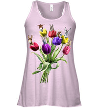 Load image into Gallery viewer, Vintage Funny Donkey With Tulip Trending For Donkey Lovers Ladies Flowy Tank