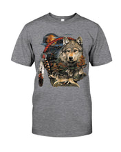 Load image into Gallery viewer, Native Wolf Gift For Wolf Lovers Guys Tee