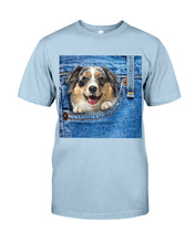 Load image into Gallery viewer, Australian Shepherd In Denim Pocket Gift For Dog Lovers Guys Tee
