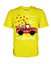 Load image into Gallery viewer, All I Need Are Love And Hockey Gift For Hockey Players Guys V-Neck