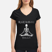 Load image into Gallery viewer, Yoga Iron Skeleton Dark Blue Background Gift For Men Ladies V-Neck