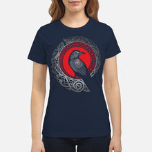 Load image into Gallery viewer, Raven Viking Culture Celtic Design Gray And Red Ladies Tee