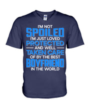 Load image into Gallery viewer, I'm Just Loved Protected And Well Taken Care Of By The Best Boyfriend Guys V-Neck