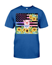Load image into Gallery viewer, Pig America Flag Sunflower Special Custom Design Guys Tee