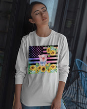 Load image into Gallery viewer, Pig America Flag Sunflower Special Custom Design Unisex Long Sleeve