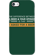 Load image into Gallery viewer, The Difference Between A Beer And Your Opinion Custom Design Phone case