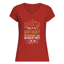 Load image into Gallery viewer, Vintage Funny My 45th Birthday The One Where I Was Quarantined Ladies V-Neck