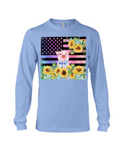 Load image into Gallery viewer, Pig America Flag Sunflower Special Custom Design Unisex Long Sleeve