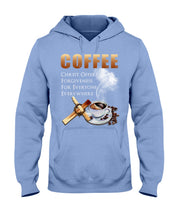 Load image into Gallery viewer, Coffee Christ Offers Forgiveness For Everyone Everywhere Hoodie
