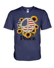 Load image into Gallery viewer, Peace Sign Sunflower Birthday Gift For Girls Guys V-Neck