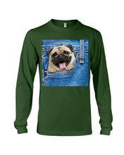Load image into Gallery viewer, baby Pug In Denim Pocket Gift For Dog Lovers Unisex Long Sleeve