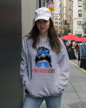 Load image into Gallery viewer, Firefighter Make You Life Safe Lady With Blue Ribbonhead Gift For Women Hoodie