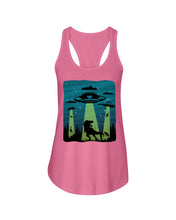 Load image into Gallery viewer, UFA Dinosaur T Rex Sky Full Of Stars Ladies Flowy Tank