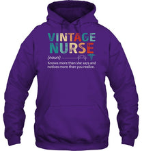 Load image into Gallery viewer, Vintage Nurse Knows More Than She Says And Notices More Than You Realize Hoodie