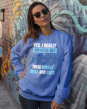 Load image into Gallery viewer, I Do Need All These Horses Dogs And Cats Sweatshirt