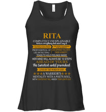 Load image into Gallery viewer, Rita Custom Name Gift A Warrior's Mentality With A Poet's Soul Ladies Flowy Tank