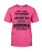 Load image into Gallery viewer, I'm The Lucky One Because I Get To Be Her Husband Gift For Husband Guys Tee