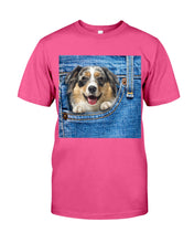 Load image into Gallery viewer, Australian Shepherd In Denim Pocket Gift For Dog Lovers Guys Tee
