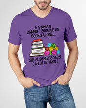 Load image into Gallery viewer, A Woman Cannot Survive On Book Alone She Also Needs Yarn Trending Guys V-Neck