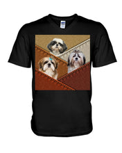 Load image into Gallery viewer, Three Cute Shih Tzu In Bag Gift For Dog Lovers Guys V-Neck