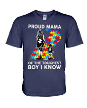 Load image into Gallery viewer, Proud Mama Of The Touchest Boy I Know Autism's Day Gift Guys V-Neck