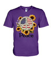 Load image into Gallery viewer, Peace Sign Sunflower Birthday Gift For Girls Guys V-Neck