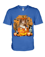 Load image into Gallery viewer, Chihuahua Book Pumpkin Halloween Gift For Dog Lovers Guys V-Neck