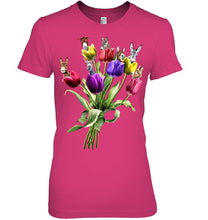 Load image into Gallery viewer, Vintage Funny Donkey With Tulip Trending For Donkey Lovers Ladies Tee