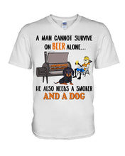 Load image into Gallery viewer, A Man Loves Beer And Dachshund Gift For Dog Lovers Guys V-Neck