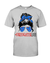 Load image into Gallery viewer, Firefighter Make You Life Safe Lady With Blue Ribbonhead Gift For Women Guys Tee