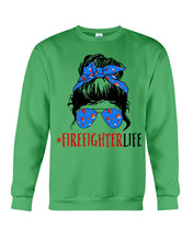 Load image into Gallery viewer, Firefighter Make You Life Safe Lady With Blue Ribbonhead Gift For Women Sweatshirt
