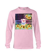Load image into Gallery viewer, Pig America Flag Sunflower Special Custom Design Unisex Long Sleeve
