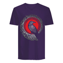 Load image into Gallery viewer, Raven Viking Culture Celtic Design Gray And Red Guys V-Neck