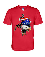 Load image into Gallery viewer, Eagle Giant Scratch USA Flag Gift For Women Guys V-Neck