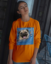 Load image into Gallery viewer, baby Pug In Denim Pocket Gift For Dog Lovers Unisex Long Sleeve