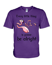 Load image into Gallery viewer, Every Little Thing Is Gonna Be Alright Gift For Flamingo Lovers Guys V-Neck