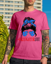 Load image into Gallery viewer, Firefighter Make You Life Safe Lady With Blue Ribbonhead Gift For Women Guys Tee