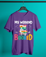 Load image into Gallery viewer, Vintage Funny My Weekend Booked Gift For Book Lovers Guys V-Neck