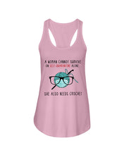 Load image into Gallery viewer, A Woman Can't Survive On Self-quarantine Alone ALso Needs Her Crochet Ladies Flowy Tank