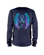 Load image into Gallery viewer, You Matter Ribbon Awareness With Angel Wings Unisex Long Sleeve