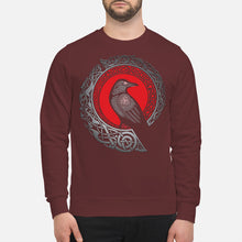 Load image into Gallery viewer, Raven Viking Culture Celtic Design Gray And Red Sweatshirt
