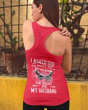 Load image into Gallery viewer, Gift For Wife I Asked God To Make Me A Better Woman Ladies Flowy Tank