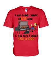 Load image into Gallery viewer, A Man Loves Beer And Dachshund Gift For Dog Lovers Guys V-Neck