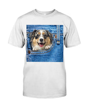 Load image into Gallery viewer, Australian Shepherd In Denim Pocket Gift For Dog Lovers Guys Tee