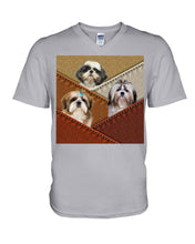 Load image into Gallery viewer, Three Cute Shih Tzu In Bag Gift For Dog Lovers Guys V-Neck