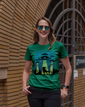 Load image into Gallery viewer, UFA Dinosaur T Rex Sky Full Of Stars Ladies Tee