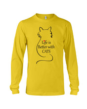 Load image into Gallery viewer, Life Better With Cats Unique Custom Design For Cat Lovers Unisex Long Sleeve