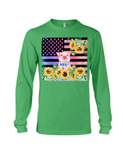 Load image into Gallery viewer, Pig America Flag Sunflower Special Custom Design Unisex Long Sleeve