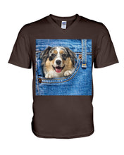 Load image into Gallery viewer, Australian Shepherd In Denim Pocket Gift For Dog Lovers Guys V-Neck