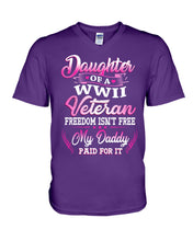 Load image into Gallery viewer, Daughter Of A Veteran Freedom Isn't Free Gift For Daughter Guys V-Neck